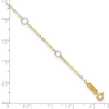 14k Two-tone Circles 7-Station 9 inch Plus 1 inch Extender - Total 10 inch Anklet ANK184