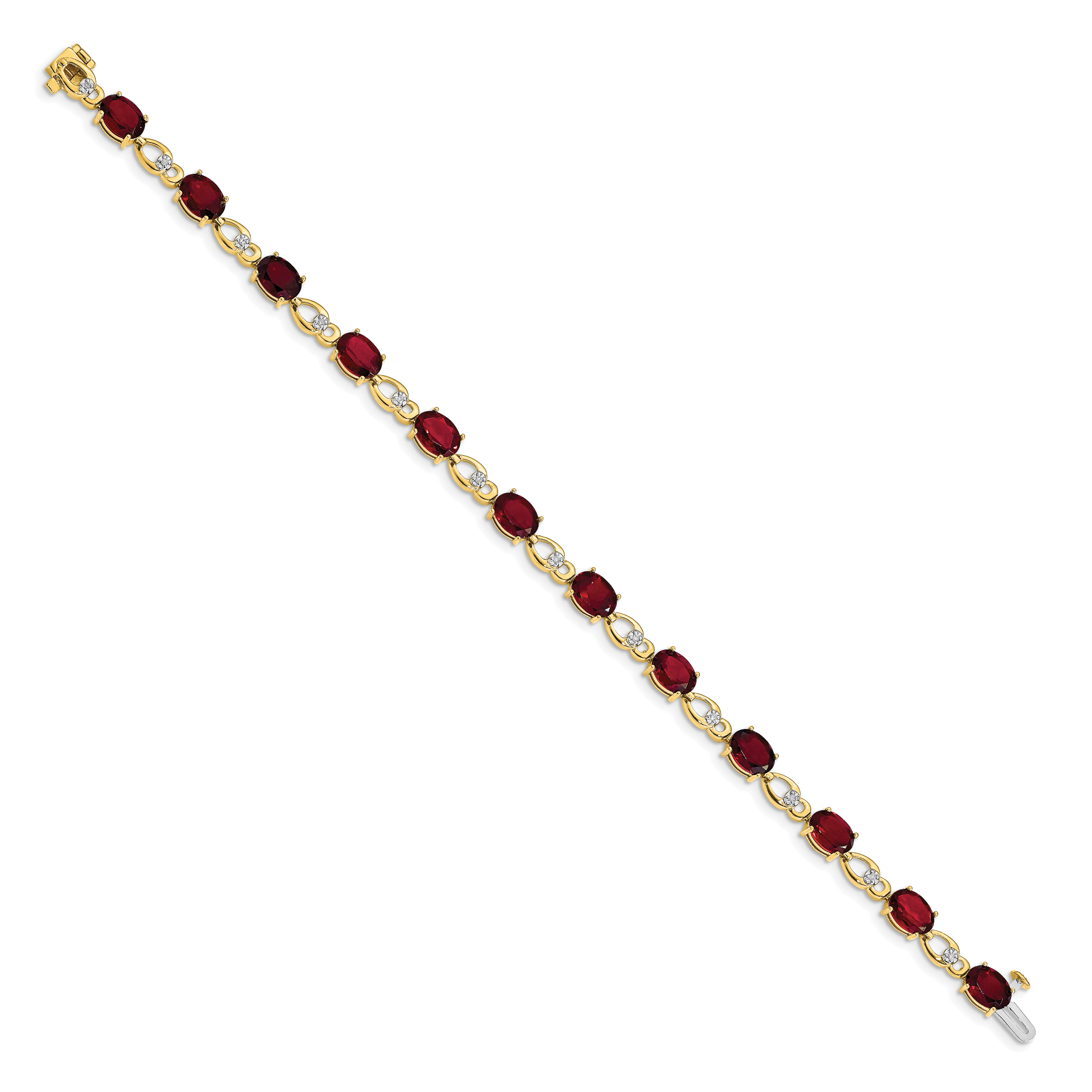 14k Complete Oval Amethyst and Diamond Fancy Link 7 inch Bracelet BM4496