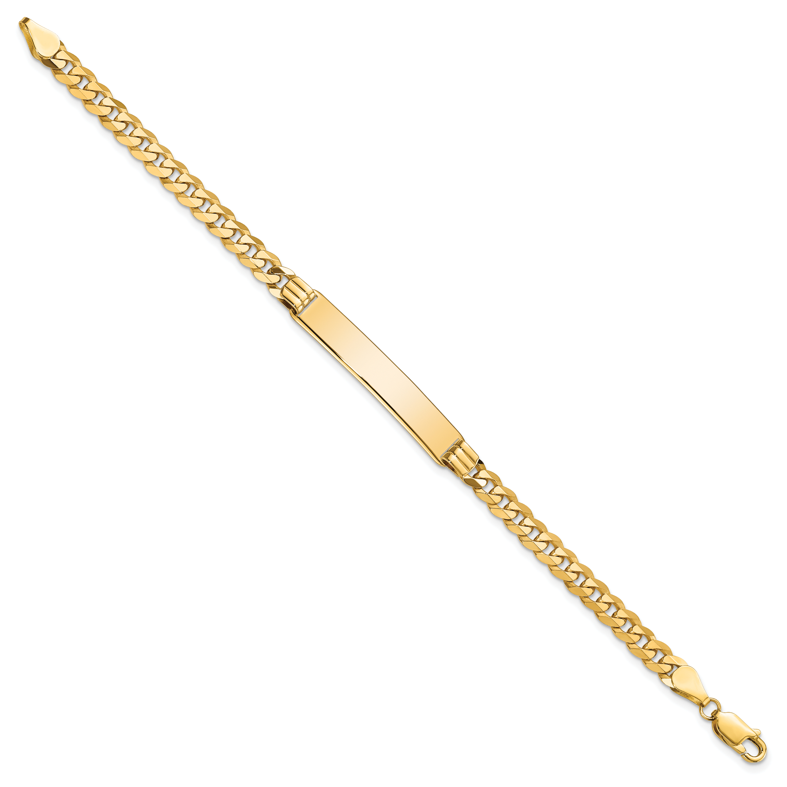 14k Polished Solid Chain/Solid Plate Curb Link 34x7mm Plate 7 inch ID Bracelet LID63