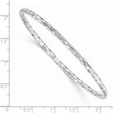 14k White Gold Polished Textured 3.00mm Slip-on Round Bangle Bracelet DB584