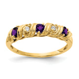14k 2.75mm Round Amethyst and AA Diamond Twist Ring Y4718AM/AA