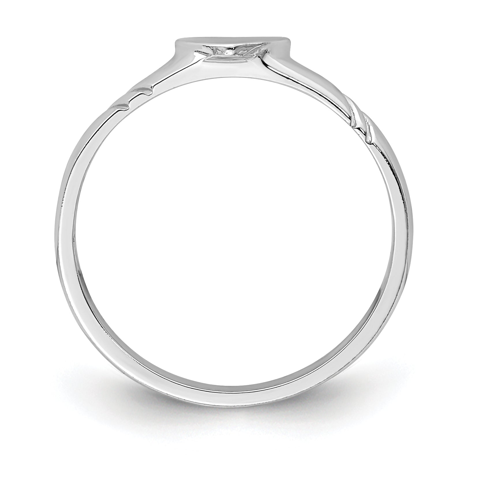 14K White Gold 5.0x5.0mm Closed Back Size 3 Childs Heart Signet Ring D4746