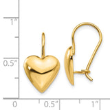 14k 11.5mm Polished Puffed Heart Kidney Wire Earrings H1042