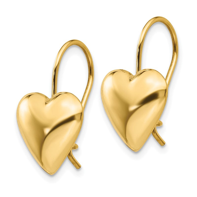 14k 11.5mm Polished Puffed Heart Kidney Wire Earrings H1042
