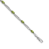 14k White Gold Complete Diamond and Oval Amethyst Fancy Link 7 inch Bracelet BM4492