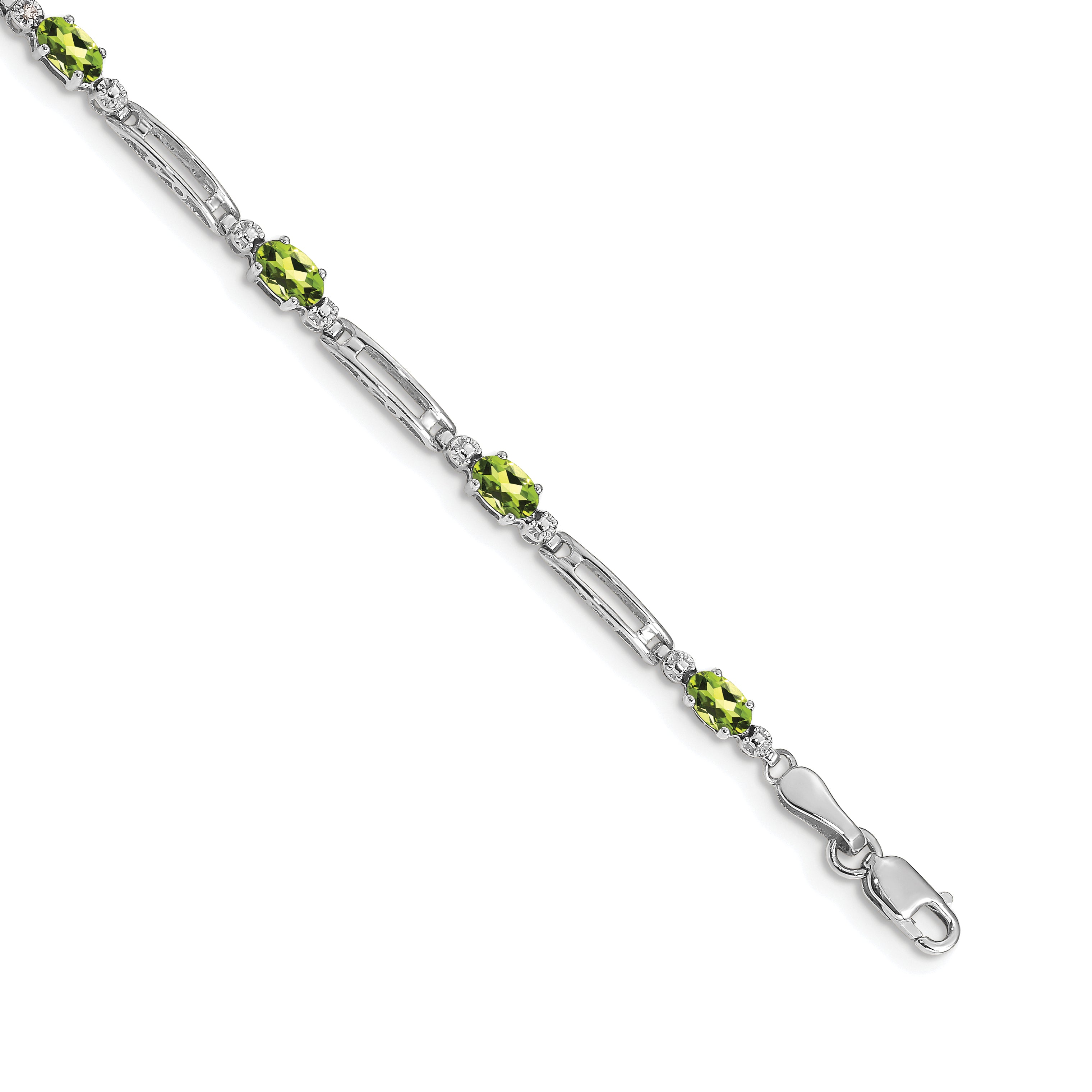 14k White Gold Complete Diamond and Oval Amethyst Fancy Link 7 inch Bracelet BM4492