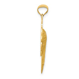 14k Satin and Polished Diamond-cut Virgin Mary Scalloped Edge Pendant K5655