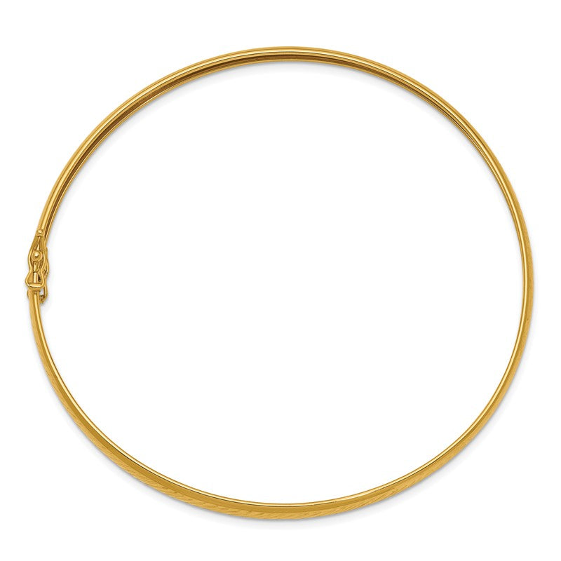 14K Polished Diamond-cut 4.25mm Flexible Round Bangle Bracelet DB599