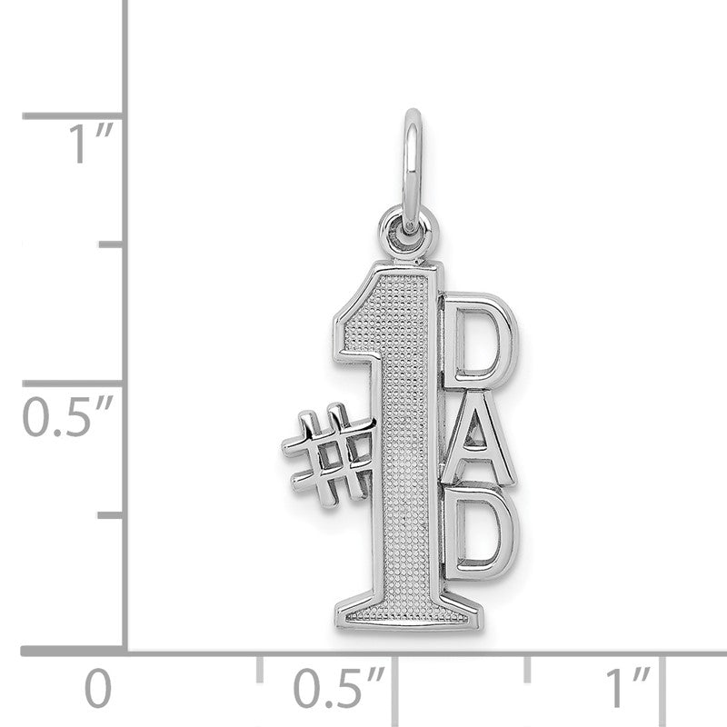 14k White Gold Polished #1 DAD Charm D1088