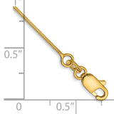 14K 10 inch .6mm Octagonal Snake with Lobster Clasp Anklet OSA080