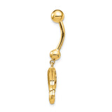 14k 14 Gauge Dolphin Dangle Belly Ring BD144