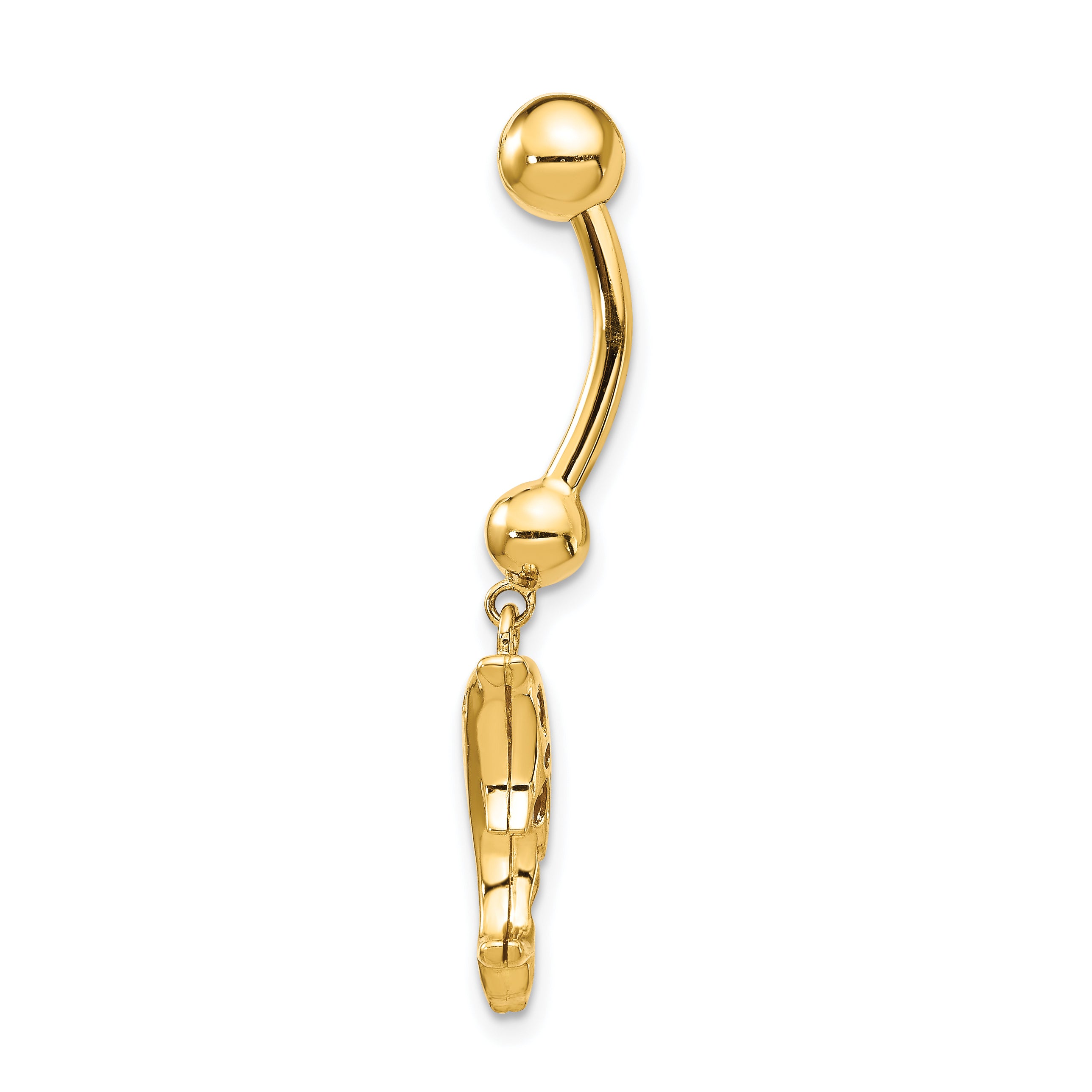 14k 14 Gauge Dolphin Dangle Belly Ring BD144