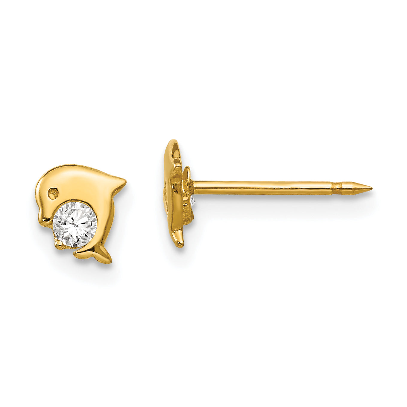 Inverness 14k Dolphin CZ Post Piercing Earrings 850E