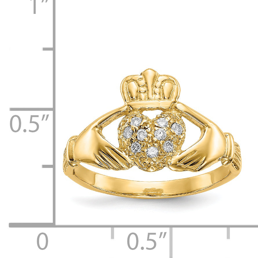 14k 1/10 carat AA Diamond Claddagh Ring Y6307AA