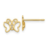 14k Madi K CZ Butterfly Childrens Post Earrings GK810