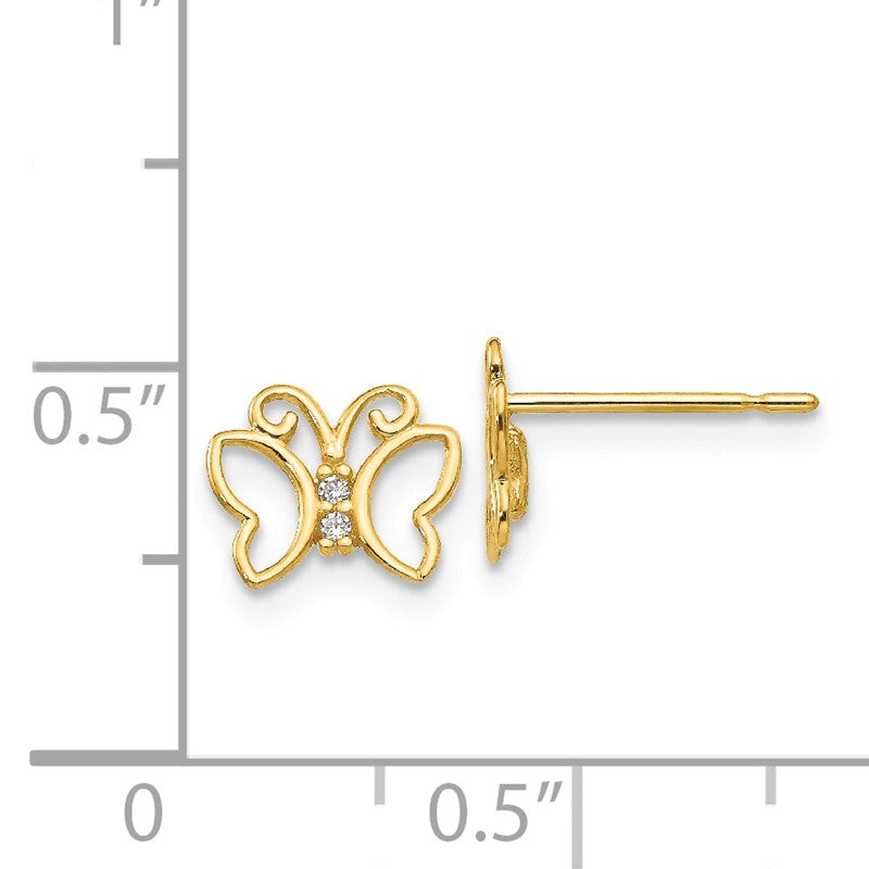 14k Madi K CZ Butterfly Childrens Post Earrings GK810