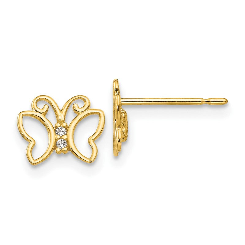 14k Madi K CZ Butterfly Childrens Post Earrings GK810