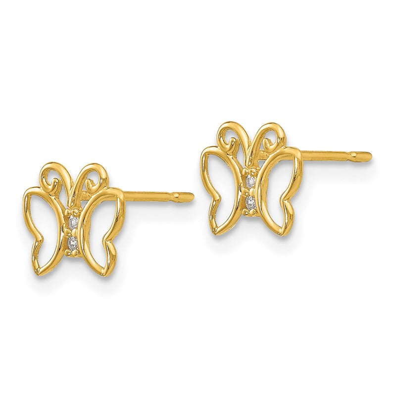 14k Madi K CZ Butterfly Childrens Post Earrings GK810