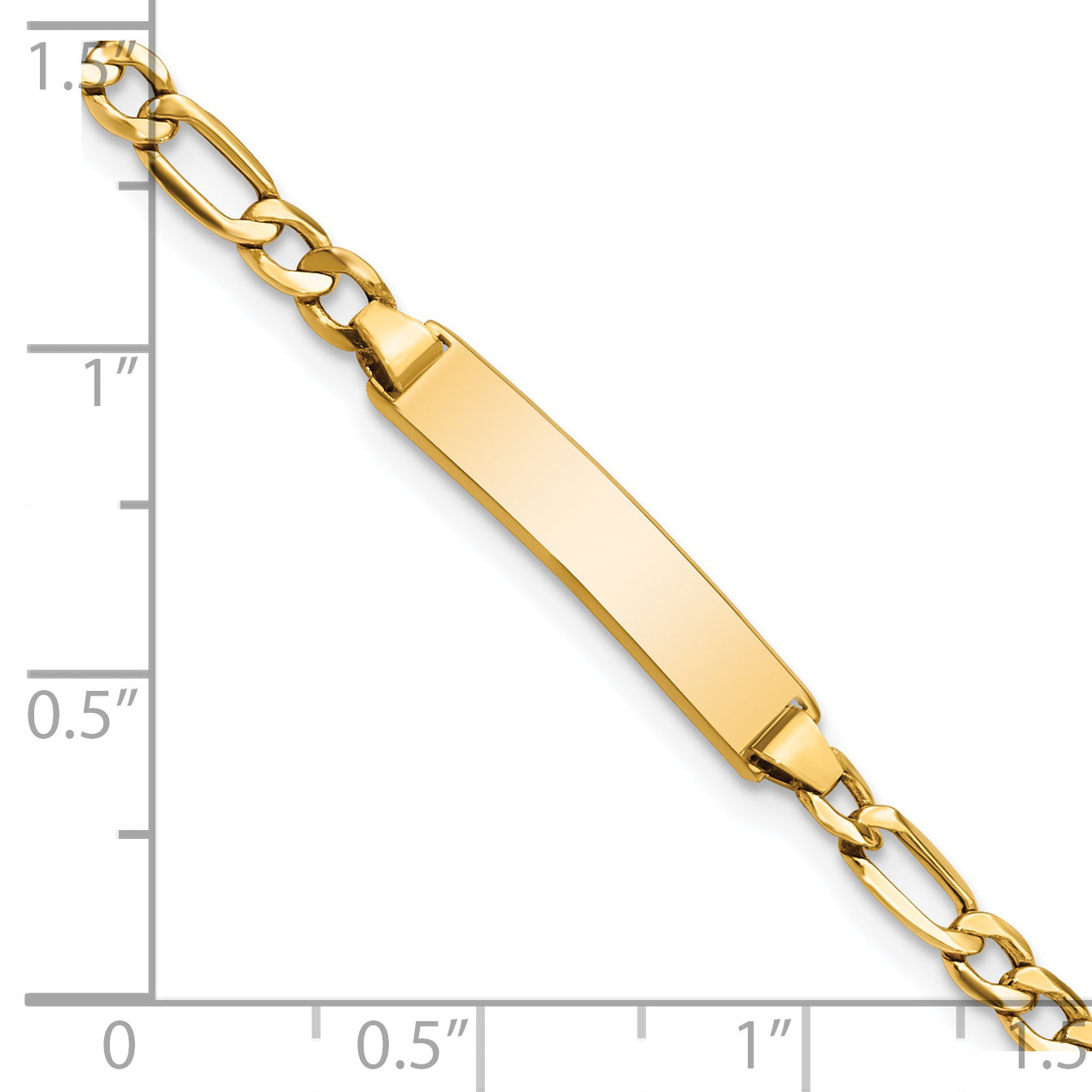 14k Polished Semi-Solid Chain/Solid Plate Figaro Link 20.3x4.4mm Plate 6 inch Baby/Child ID Bracelet DCID140