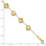 14k Ruffle Star Flowers 9 inch Plus 1 inch Extender - Total 10 inch Anklet ANK176