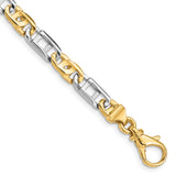 14K Two-tone 18 inch 5.5mm Hand Polished Fancy Link with Fancy Lobster Clasp Chain LK522