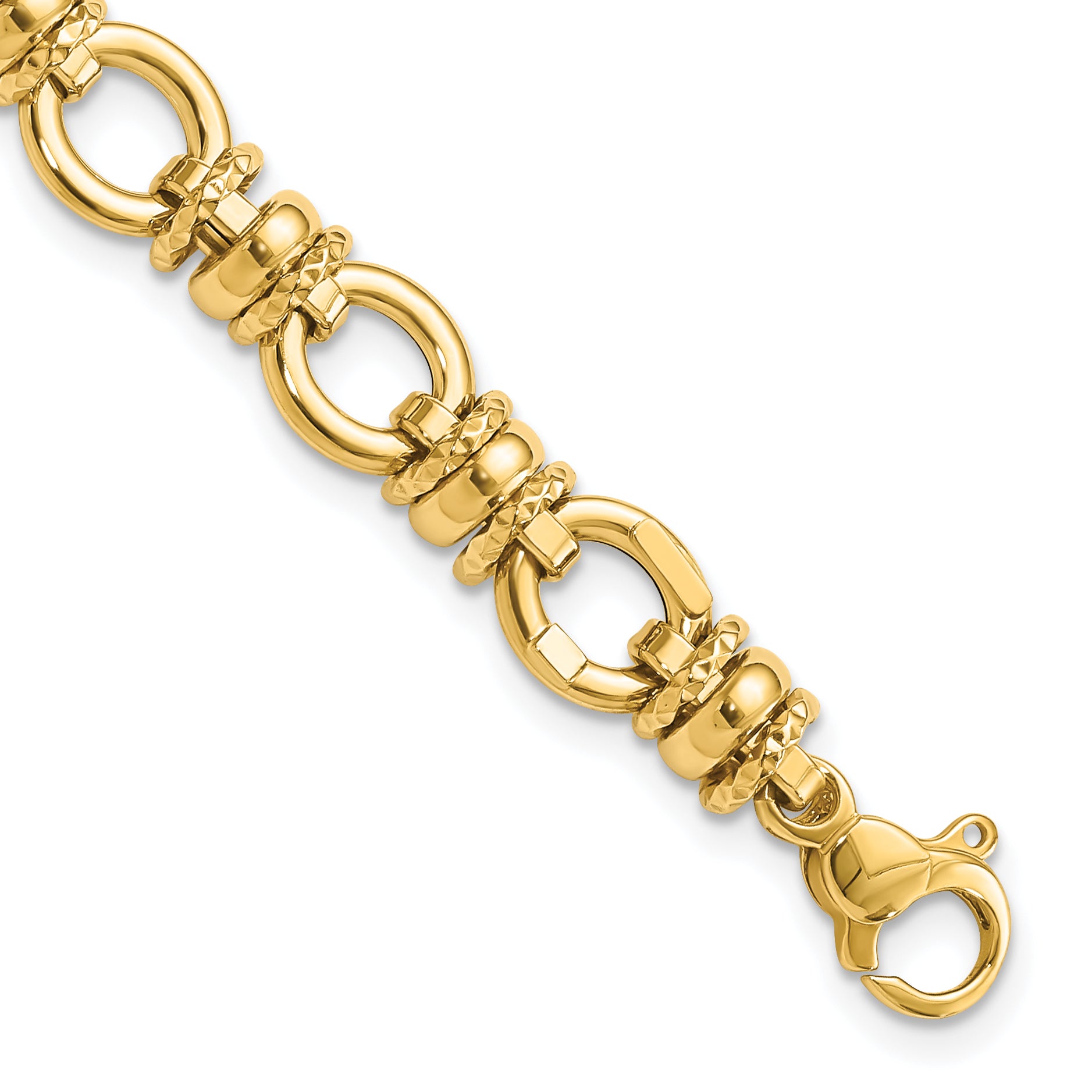 14K Polished and Textured 8mm Fancy Link 7.75 inch Bracelet SF2395