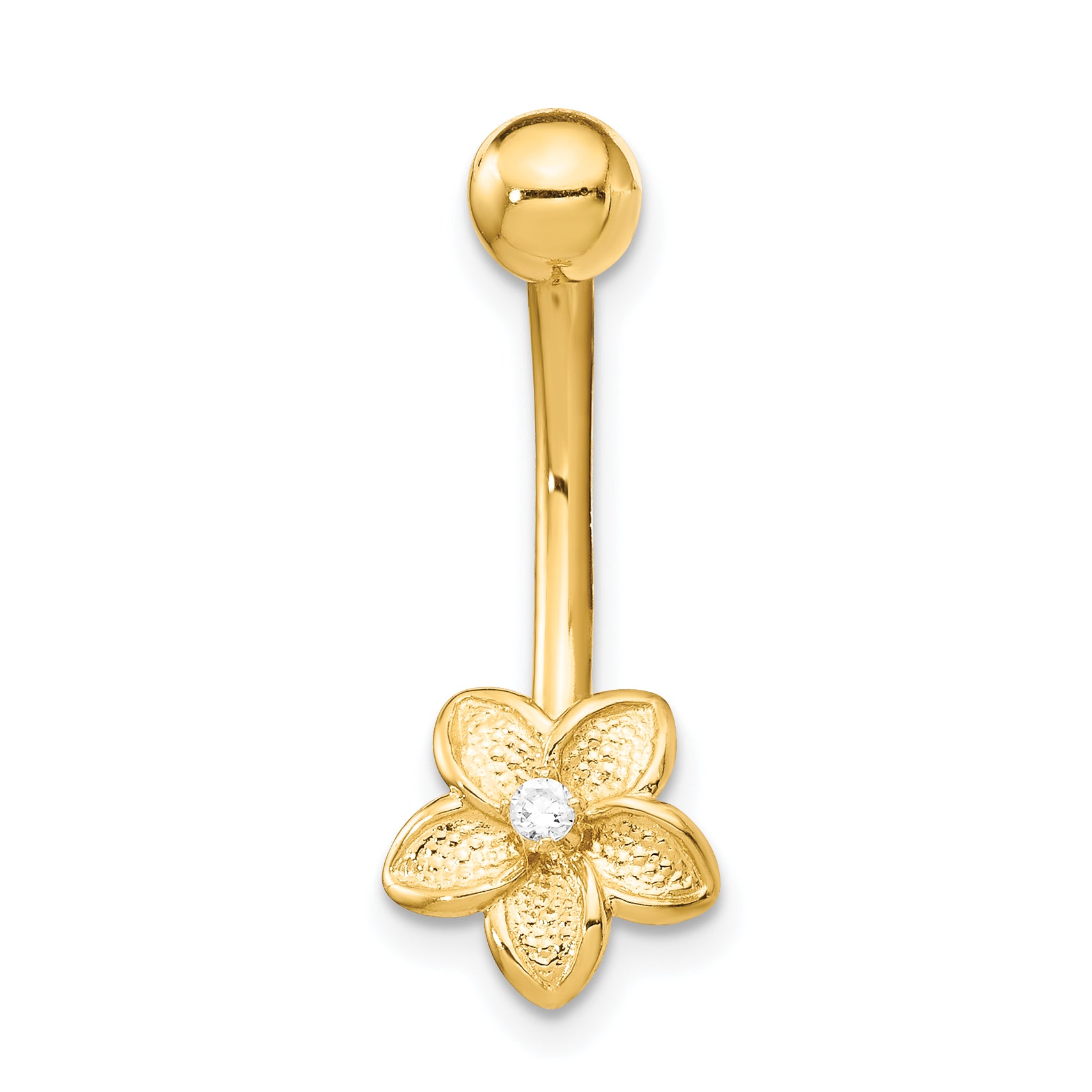 14k 14 Gauge CZ Flower Belly Ring BD142