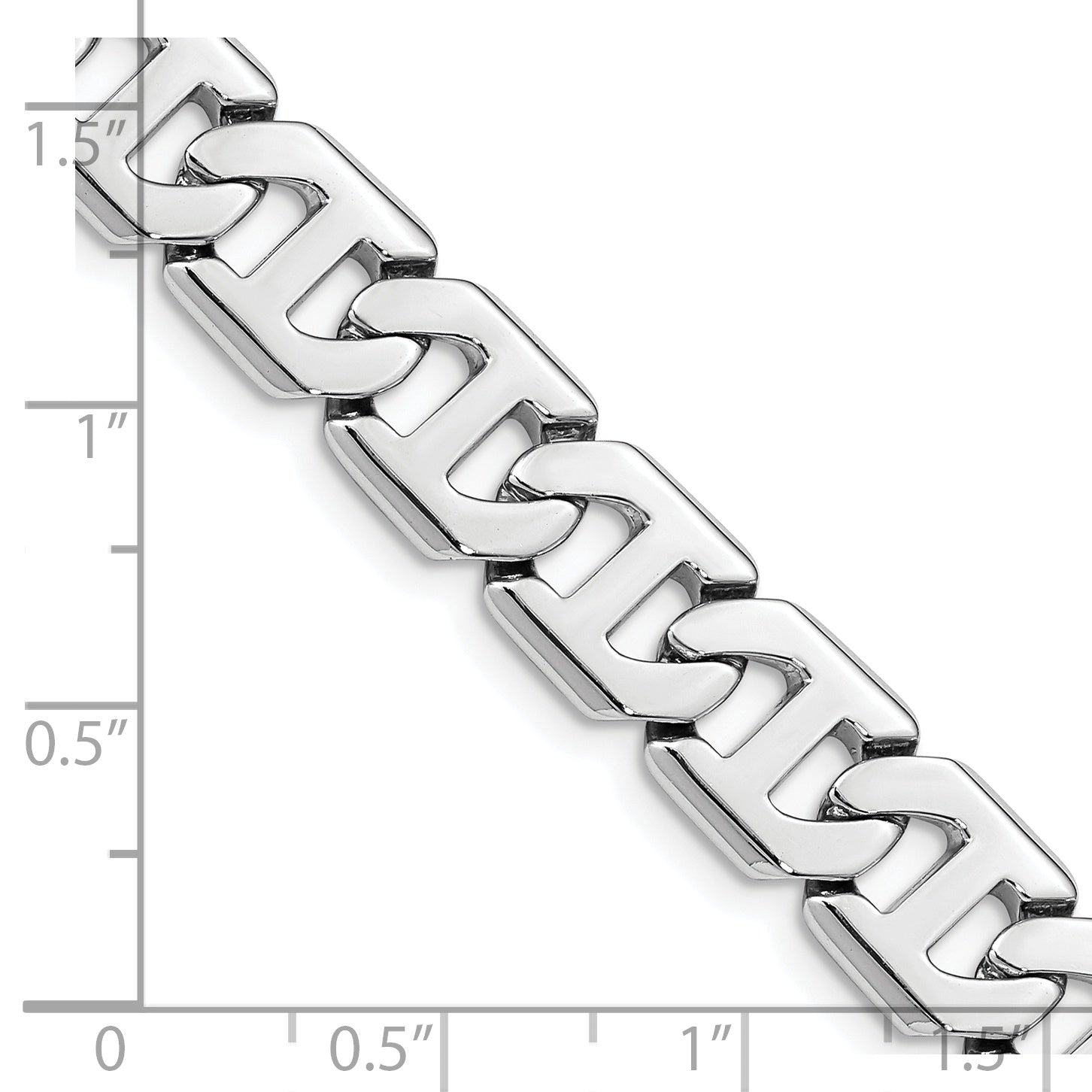 14K White Gold 20 inch 10.2mm Hand Polished Fancy Link with Box Catch Clasp Chain WLK190