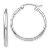 14k White Gold 2.75x25mm Polished Tube Hoop Earrings TC650