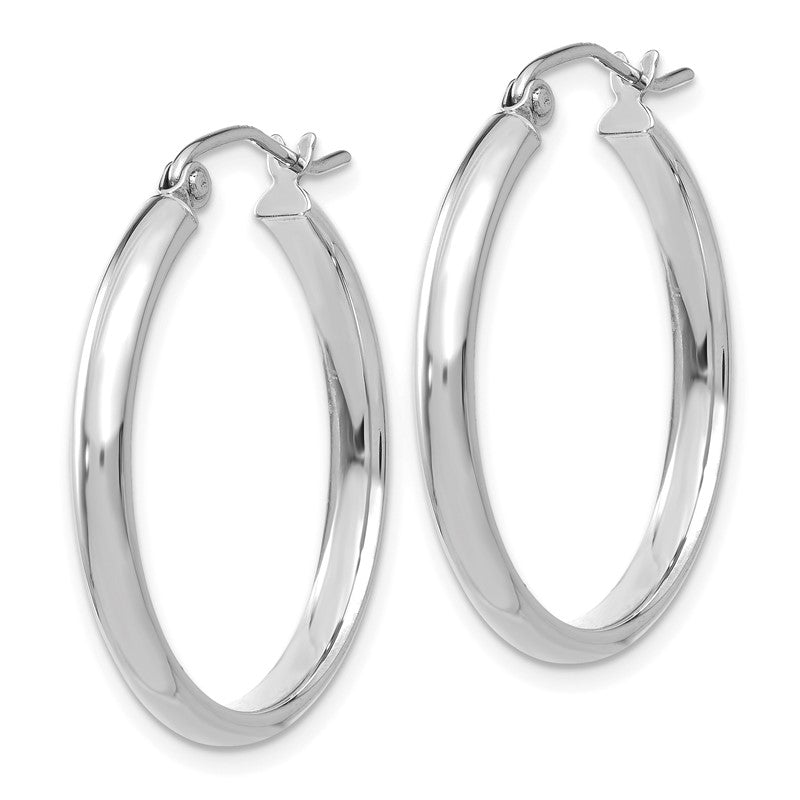 14k White Gold 2.75x25mm Polished Tube Hoop Earrings TC650