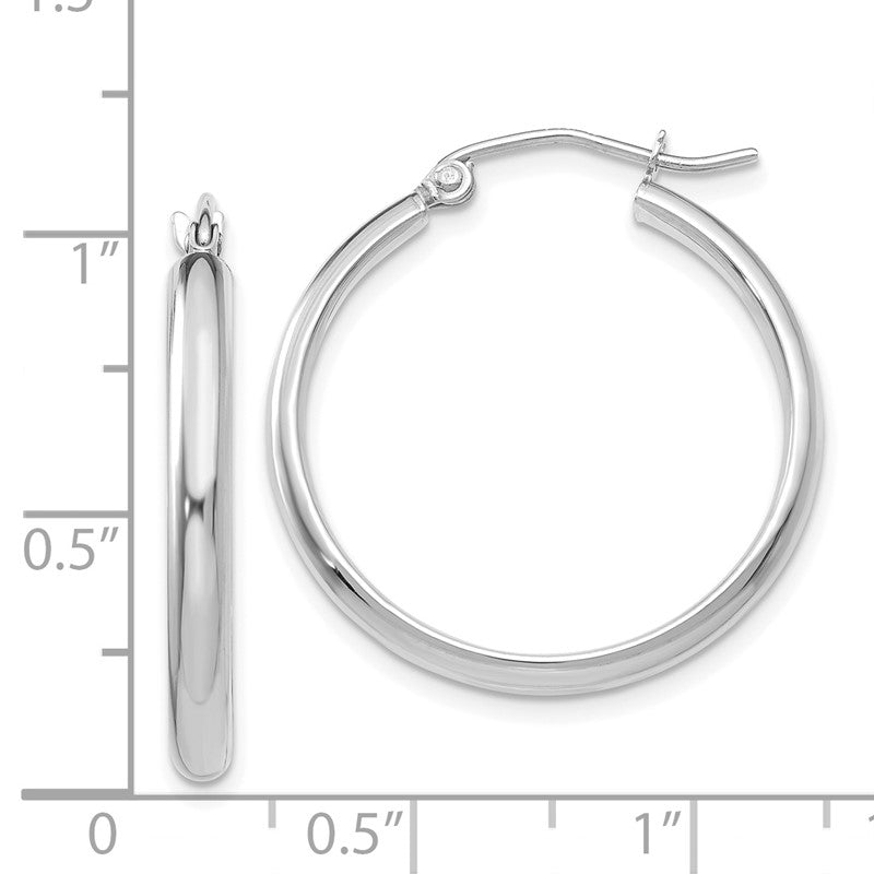 14k White Gold 2.75x25mm Polished Tube Hoop Earrings TC650