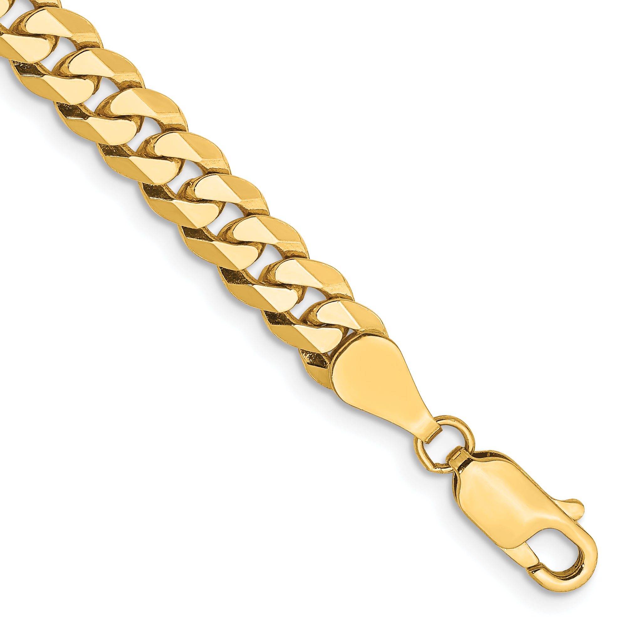 14K 26 inch 5.75mm Flat Beveled Curb with Lobster Clasp Chain FBU140