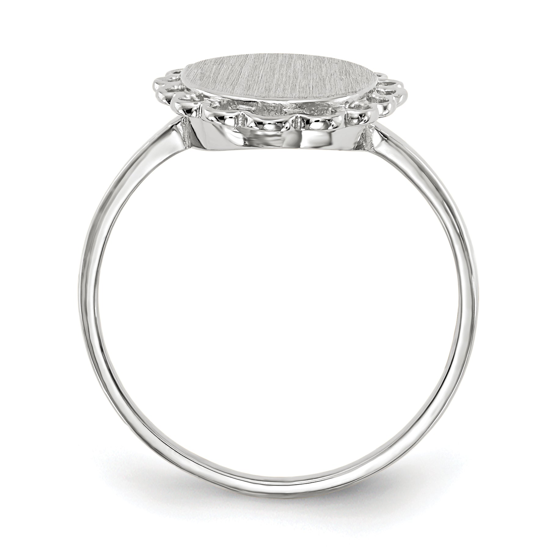 14k White Gold 9.0x11.5mm Open Back Signet Ring RS566