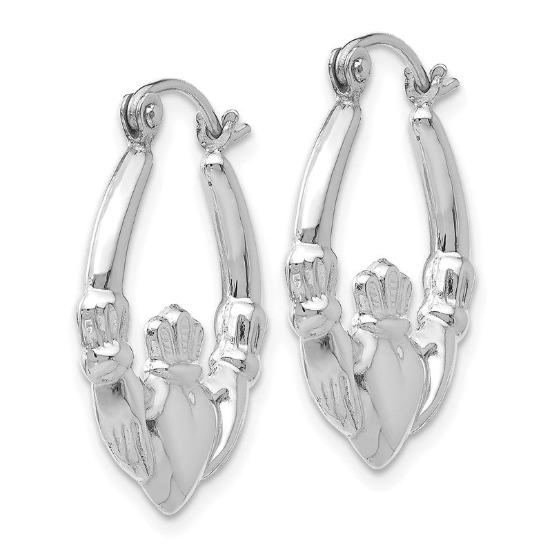 14k White Gold Claddagh Hoop Earrings TC501