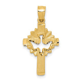 14k Satin Diamond-cut Dove Cross Charm D35
