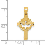 14k Satin Diamond-cut Dove Cross Charm D35