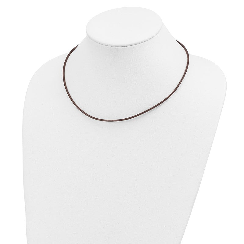 14k Yellow Clasp 2mm 16 inch Brown Leather Cord Necklace XG262