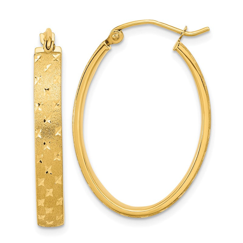 14k Polished Satin Diamond-cut Hoop Earrings TF1086