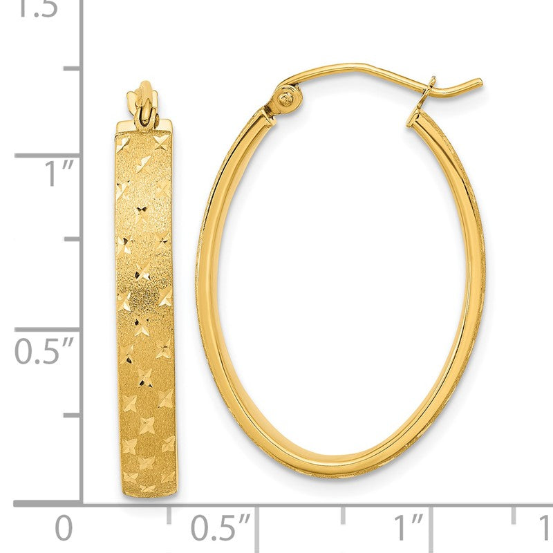 14k Polished Satin Diamond-cut Hoop Earrings TF1086