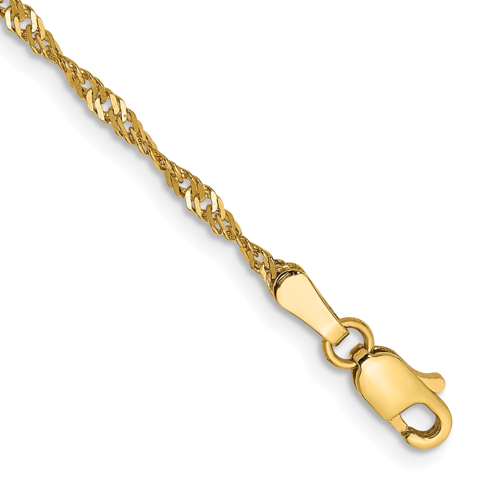 14K 10 inch 1.70mm Singapore with Lobster Clasp Anklet PEN10