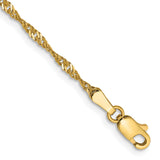 14K 10 inch 1.70mm Singapore with Lobster Clasp Anklet PEN10