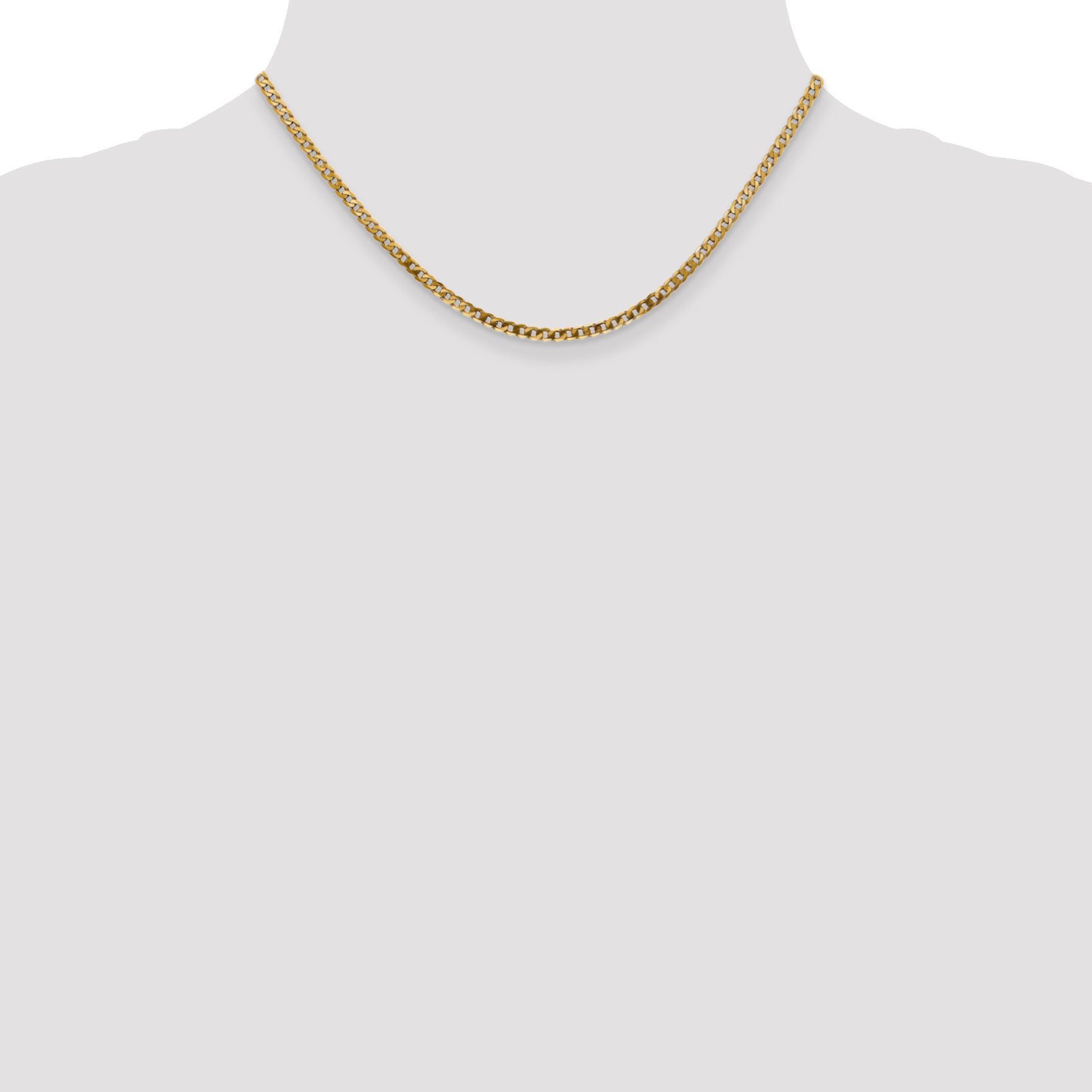 14K 26 inch 2.9mm Flat Beveled Curb with Lobster Clasp Chain FBU080