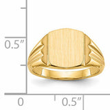 14k 8.5x10.5mm Cushion Closed Back Signet Ring RS390