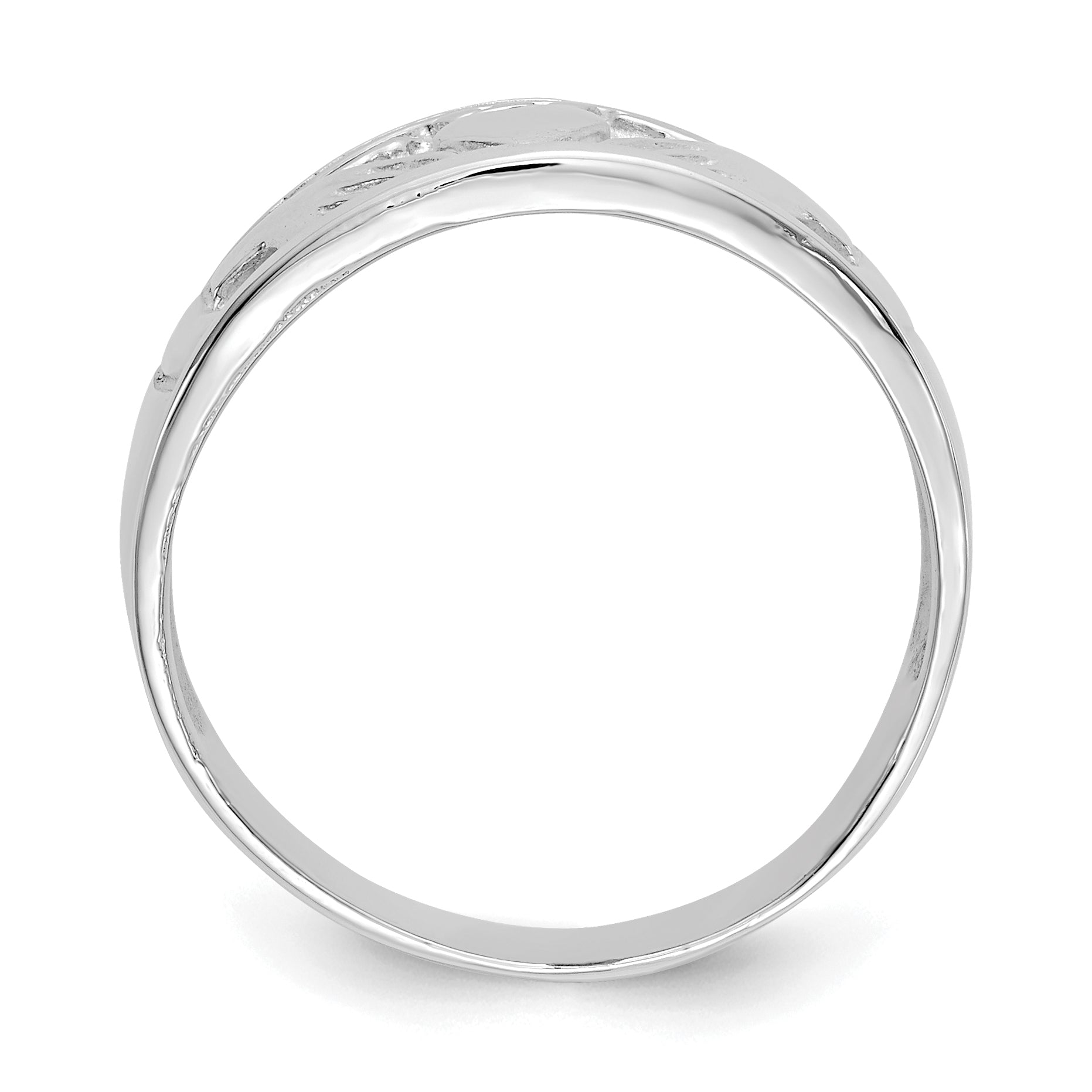 14k White Gold Ladies Polished Claddagh Band D3114