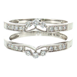 14K White Gold Diamond Ring Jacket Enhancer Wedding Band Size 6