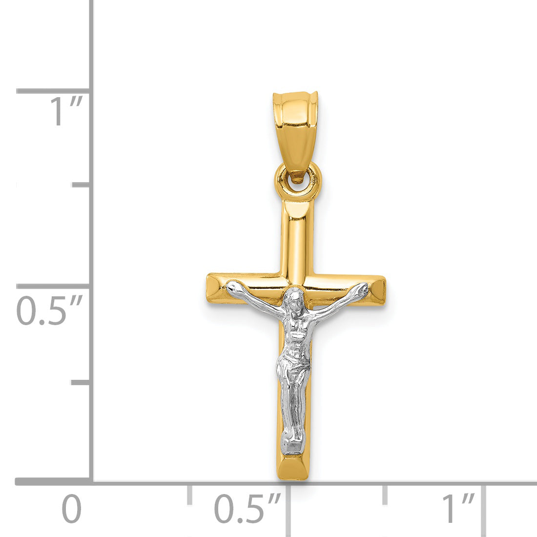 14k Two-tone Hollow Crucifix Charm D3594