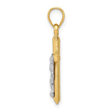 14k Two-tone Hollow Crucifix Charm D3594