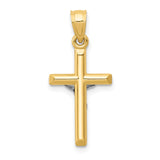 14k Two-tone Hollow Crucifix Charm D3594