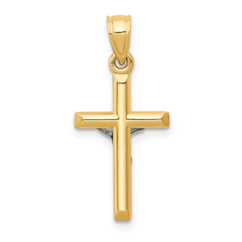 14k Two-tone Hollow Crucifix Charm D3594