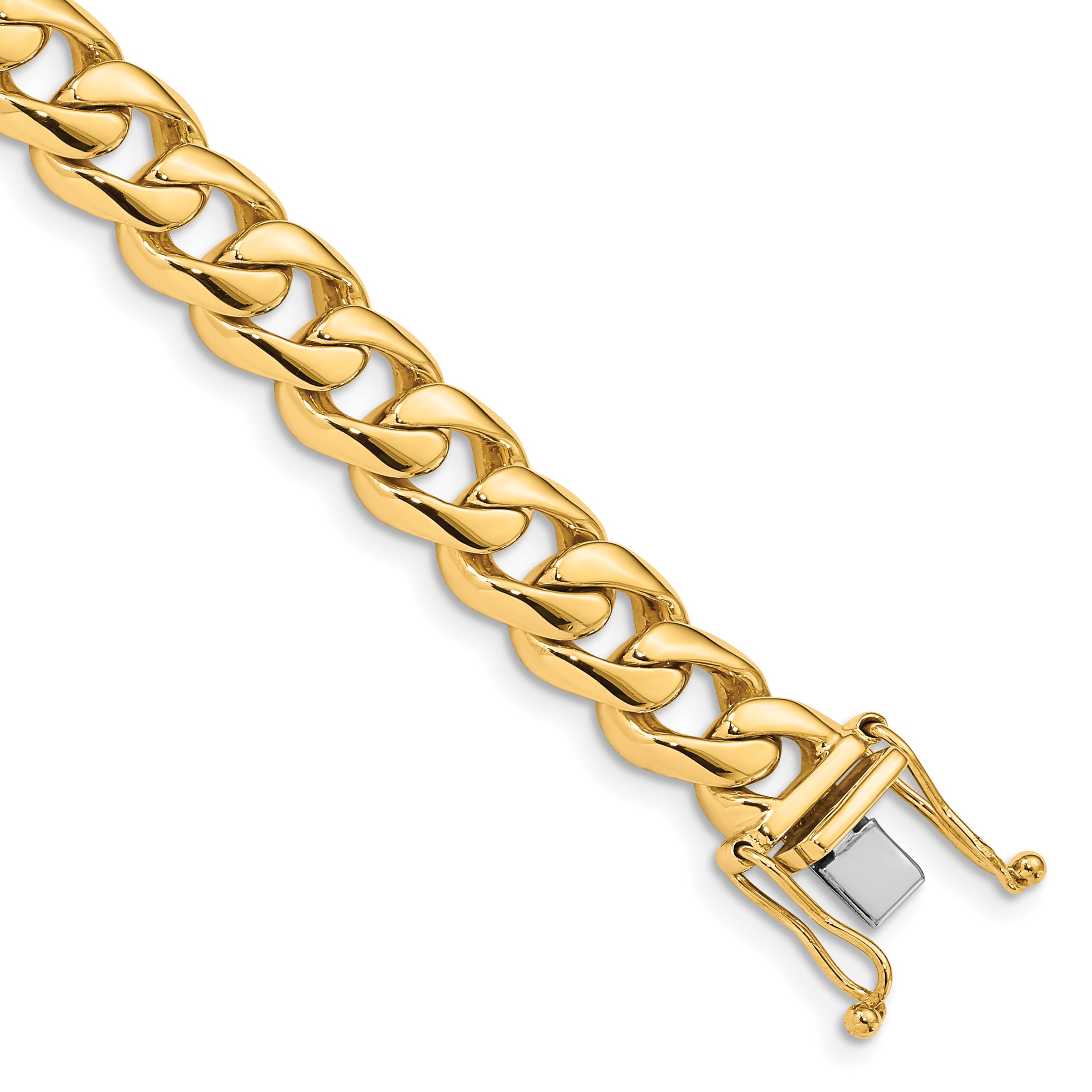 14K 20 inch 8.4mm Hand Polished Rounded Curb Link with Box Catch Clasp Chain LK125